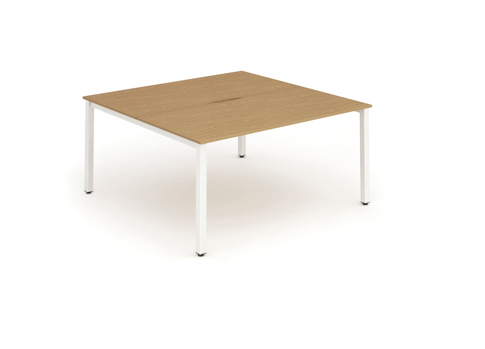 Evolve B2B White Frame Bench Desk Oak (2 Pod)