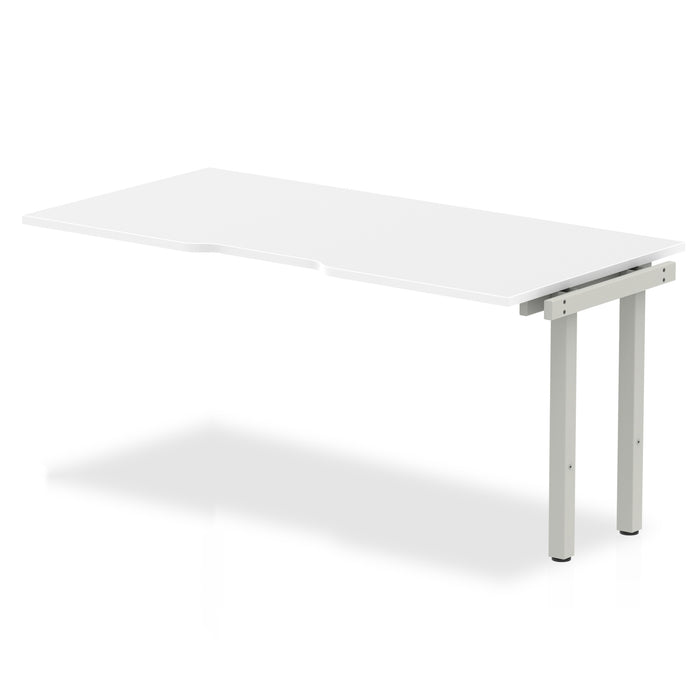 Evolve Single Ext Kit Silver Frame Bench Desk White