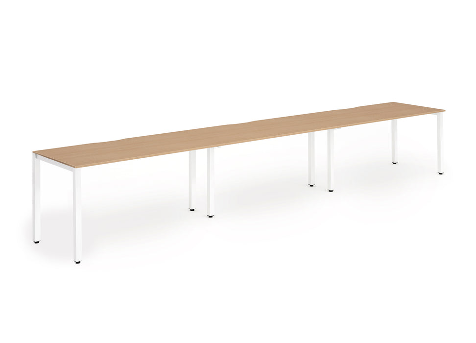 Evolve Single White Frame Bench Desk Oak (3 Pod)