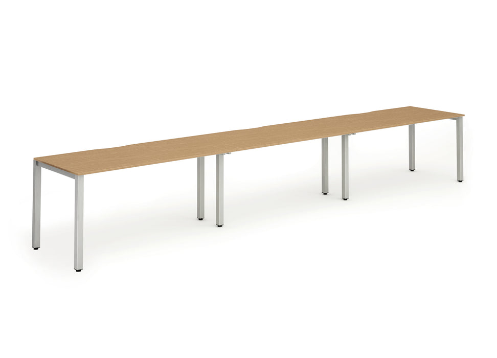 Evolve Single Silver Frame Bench Desk Oak (3 Pod)