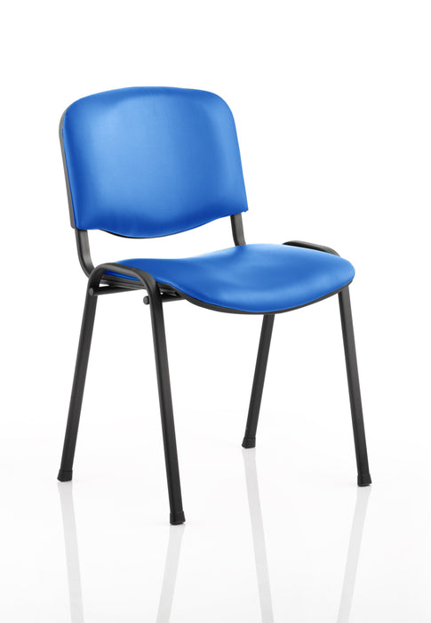 ISO Stacking Chair Blue Vinyl Black Frame Without Arms