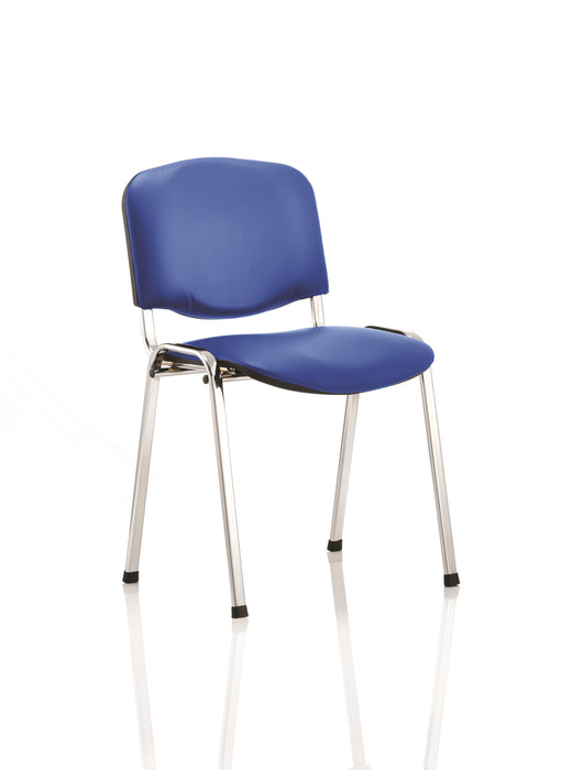 ISO Stacking Chair Blue Vinyl Chrome Frame Without Arms