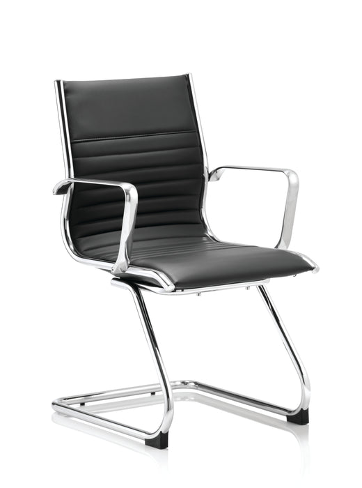 Ritz Cantilever Chair Black Soft Bonded Leather With Arms