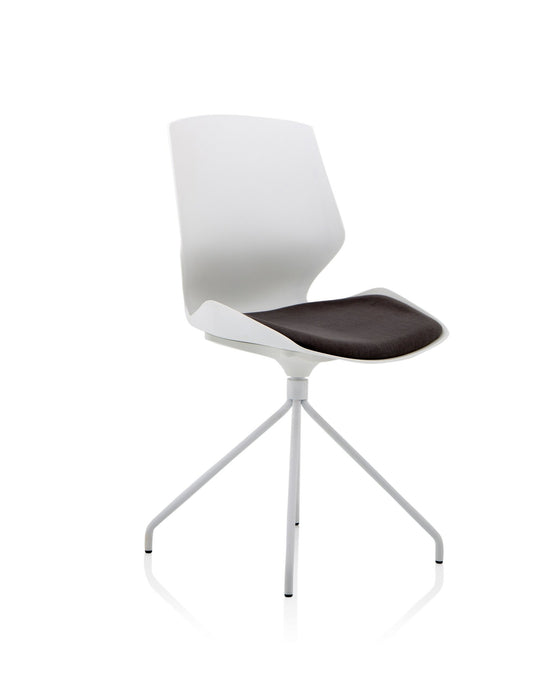 Florence Spindle White Frame Dark Grey Fabric Seat Visitor Chair