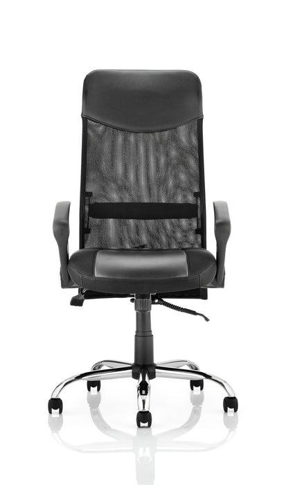 Vegas Executive Chair Black Leather Seat Black  Mesh Back With Leather Headrest With Arms