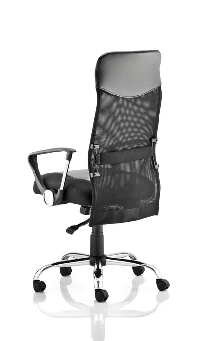 Vegas Executive Chair Black Leather Seat Black  Mesh Back With Leather Headrest With Arms