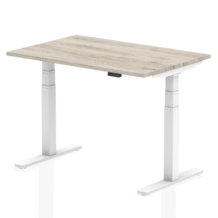 Air 1200/800 Grey Oak Height Adjustable Desk With White Legs