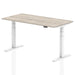 Air 1600/800 Grey Oak Height Adjustable Desk With White Legs