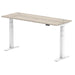 Air 1600/600 Grey Oak Height Adjustable Desk With Cable Ports With White Legs