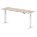 Air 1800/600 Grey Oak Height Adjustable Desk With Cable Ports With White Legs
