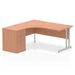 Impulse 1600Mm Left Hand Crescent Desk Beech Top White Cantilever Leg Workstation 600 Deep Desk High Pedestal Bundle