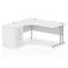 Impulse 1600Mm Left Hand Crescent Desk White Top Silver Cantilever Leg Workstation 600 Deep Desk High Pedestal Bundle