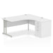 Impulse 1600Mm Right Hand Crescent Desk White Top Silver Cantilever Leg Workstation 600 Deep Desk High Pedestal Bundle