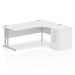 Impulse 1800Mm Right Hand Crescent Desk White Top Silver Cantilever Leg Workstation 600 Deep Desk High Pedestal Bundle