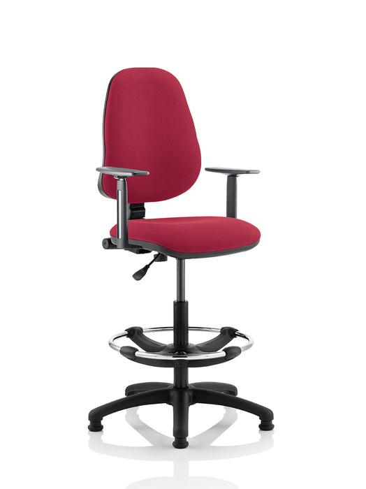 Eclipse Plus I Lever Task Operator Chair Wine With Height Adjustable Arms With Hi Rise Draughtsman Kit