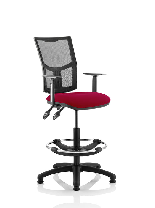 Eclipse Plus II Lever Task Operator Chair Mesh Back With Wine Seat With Height Adjustable Arms With Hi Rise Draughtsman Kit