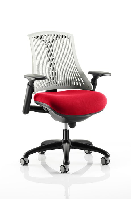 Flex Task Operator Chair Black Frame White Back Bespoke Colour Seat Bergamot Cherry