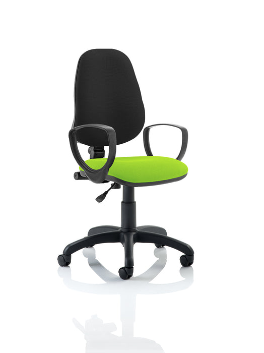 Eclipse Plus I Lever Task Operator Chair Black Back Bespoke Seat With Loop Arms In myrrh Green