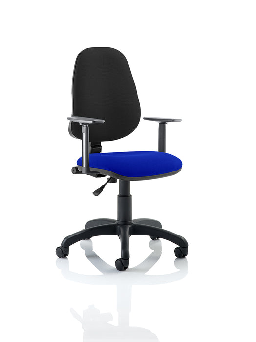 Eclipse Plus I Lever Task Operator Chair Black Back Bespoke Seat With Height Adjustable Arms In Stevia Blue