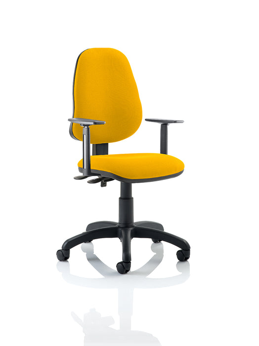 Eclipse Plus II Lever Task Operator Chair Bespoke With Height Adjustable Arms In Senna Yellow