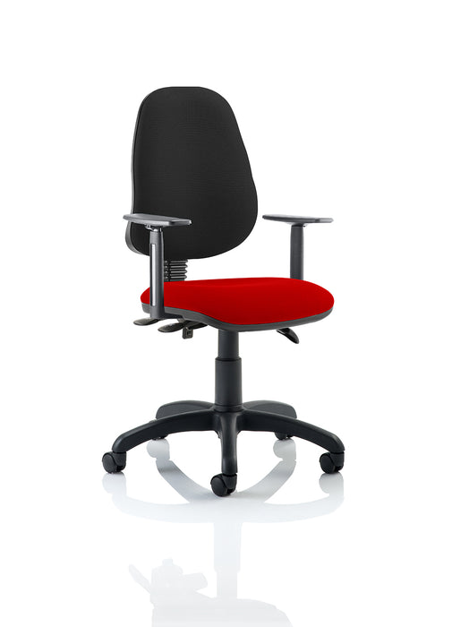 Eclipse Plus III Lever Task Operator Chair Black Back Bespoke Seat With Height Adjustable Arms In Bergamot Cherry