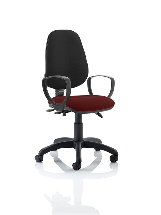 Eclipse Plus III Lever Task Operator Chair Black Back Bespoke Seat With Loop Arms In ginseng Chilli