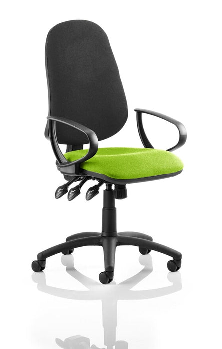 Eclipse Plus XL Lever Task Operator Chair Black Back Bespoke Seat With Loop Arms In myrrh Green