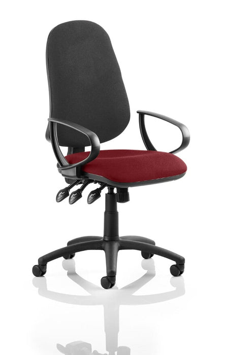Eclipse Plus XL Lever Task Operator Chair Black Back Bespoke Seat With Loop Arms In ginseng Chilli