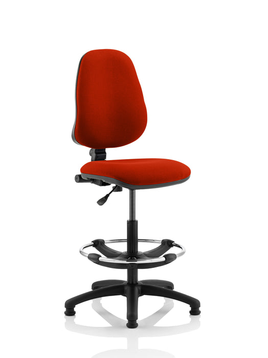 Eclipse Plus I Lever Task Operator Chair Tabasco Red Fully Bespoke Colour With Hi Rise  Draughtsman Kit