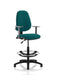 Eclipse Plus I Lever Task Operator Chair Maringa Teal Fully Bespoke Colour With Height Adjustable Arms with Hi Rise Draughtsman Kit