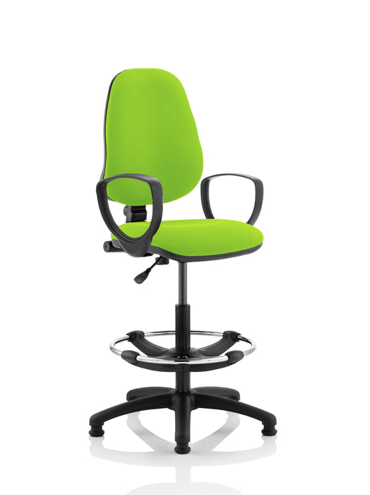 Eclipse Plus I Lever Task Operator Chair myrrh Green Fully Bespoke Colour With Loop Arms with Hi Rise Draughtsman Kit