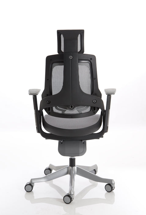 Zure Executive Chair Black Frame Charcoal Mesh With Headrest