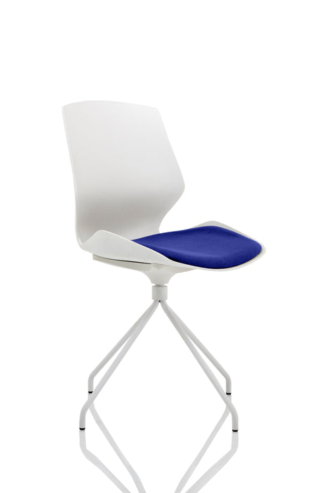 Florence Spindle White Frame Visitor Chair in Bespoke Seat Stevia Blue