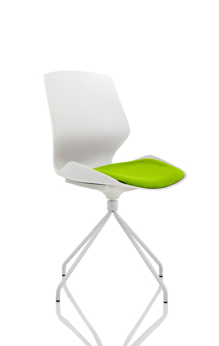 Florence Spindle White Frame Visitor Chair in Bespoke Seat Myrrh Green