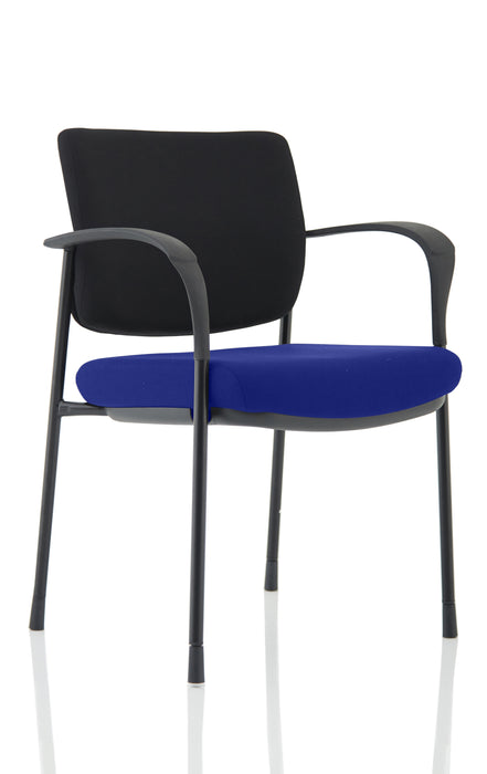 Brunswick Deluxe Black Fabric Back Black Frame Bespoke Colour Seat Stevia Blue With Arms