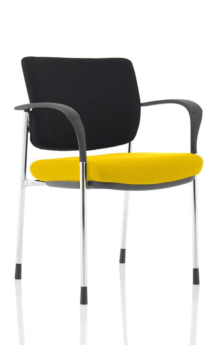Brunswick Deluxe Black Fabric Back Chrome Frame Bespoke Colour Seat Senna Yellow With Arms