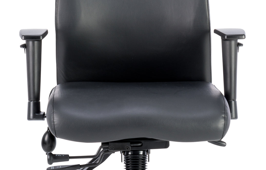 Onyx Ergo Posture Chair Black Soft Bonded Leather With Headrest With Arms