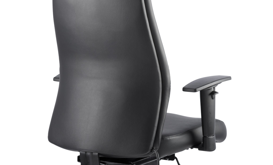 Onyx Ergo Posture Chair Black Soft Bonded Leather With Headrest With Arms